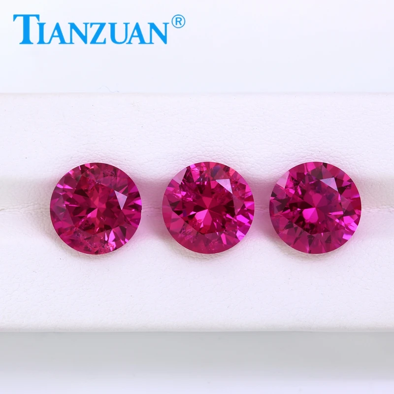 

Round Shape Lab Grown Sapphire Rose Pink color Diamond Cut Artificial Stone with inculsions vs si clarity loose stone