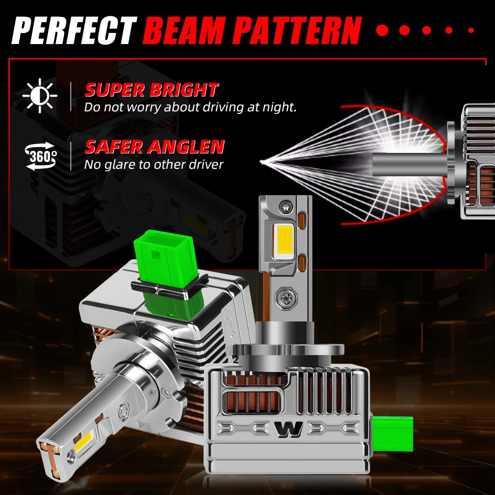 

2PCS D3S LED Headlight Bulb CANBUS D3R Car Lights 50000LM 200W High Power Auto Headlamp Turbo Plug&Play Replace Xenon Lamp 12V
