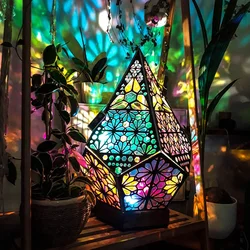 Bohemian Floor Lamp Room Decoration Night Light Colorful Mosaic Atmosphere Projector Light Christmas Decor Dropshipping