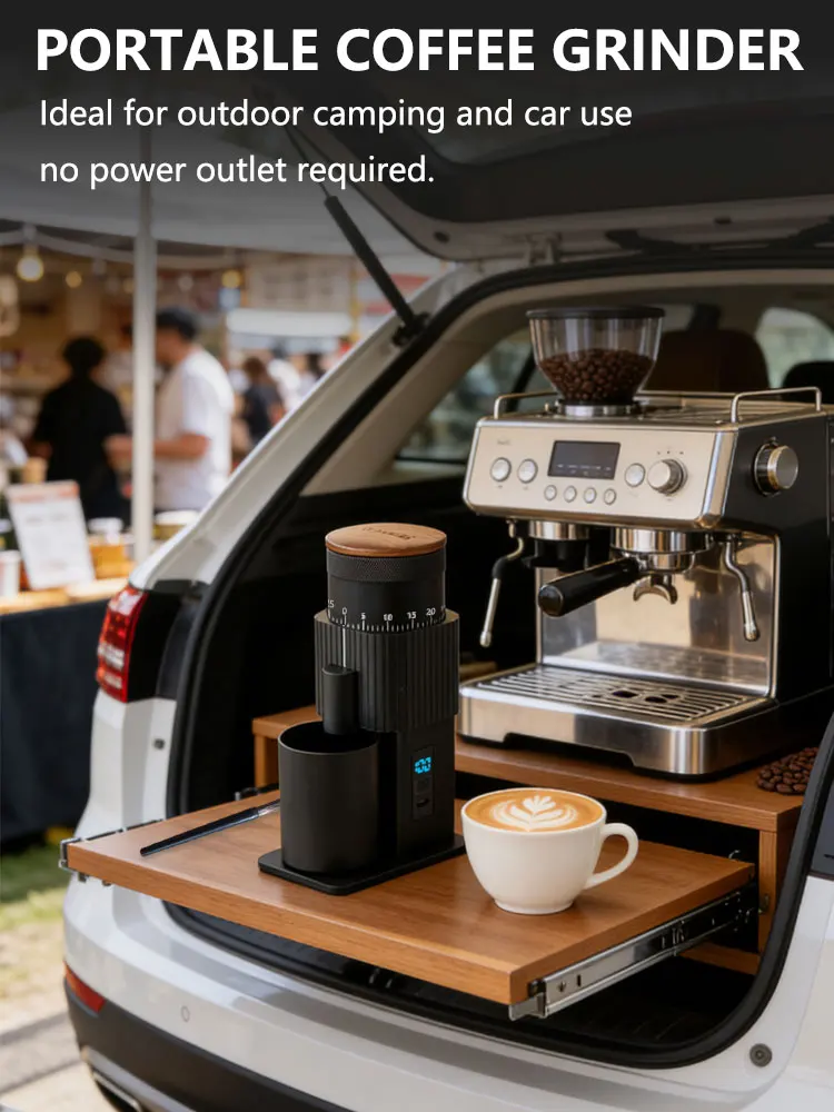 All-Metal Single-Dose Coffee Grinder–Quiet DC Motor Home-use Espresso Grinder,Burr Coffee Grinder,with 80 Settings