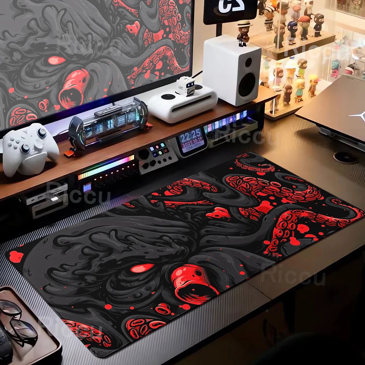 Alfombrilla de ratón negra grande, alfombrillas de escritorio Octopus Monster, alfombrilla de ratón extendida para Gamer, alfombrilla para teclado, alfombrillas XXL, alfombrilla para ratón de empresa de Pc de oficina, 90x40CM