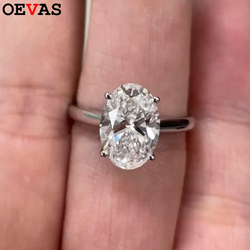 

OEVAS 100% 925 Sterling Silver 8*12mm Oval High Carbon Diamond Rings For Women Sparkling Wedding Party Fine Jewelry Wholesale