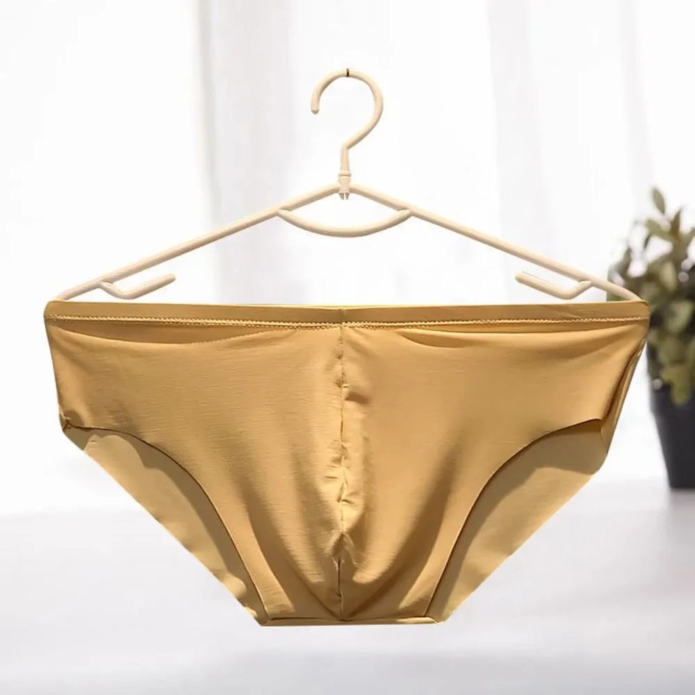 Ice Silk Underwear Men Sexy Seamless Transparent Panties Mens Bikini Solid Low Waist Soft Underpant Convex Pouch Briefs A30