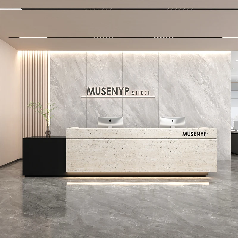 Reception Desk Counter Cosmetics Aesthetic Furniture Luxury Receiption Entrance Tables Bureau Atelier Hairdressing Modern Sjh1