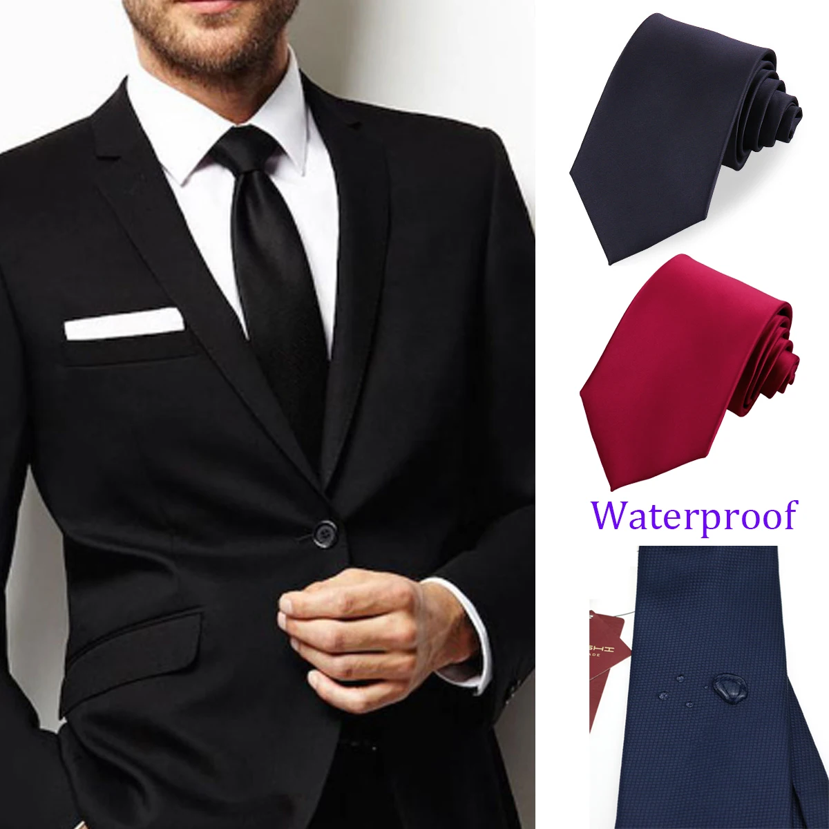 

Waterproof Tie For Men 8CM Necktie Luxury Business Wedding Shirts Suit Tie Solid Elegant Style Man Neckties Wholesale Gravatas