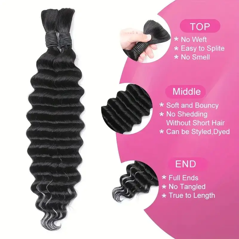 [شعر تجديل بوهيمي مجعد] 1/2/3 حزم شعر بشري بوهو مجعد للتضفير بدون لحمة عميقة مموجة 50 جرام/قطع ناعمة