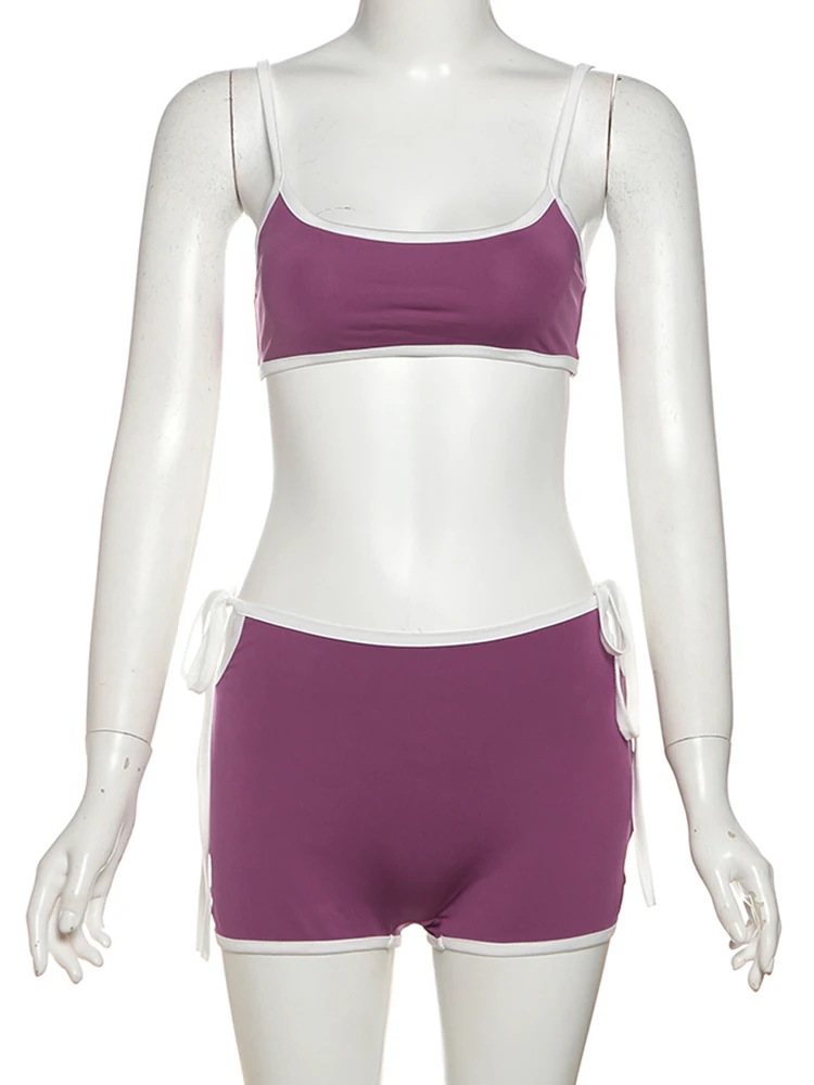 

Sisterlinda контрастного цвета, комплект из 2 предметов, леопардовый принт, лямка на шнуровке, бикини + мини-юбка, женский летний купальный наряд