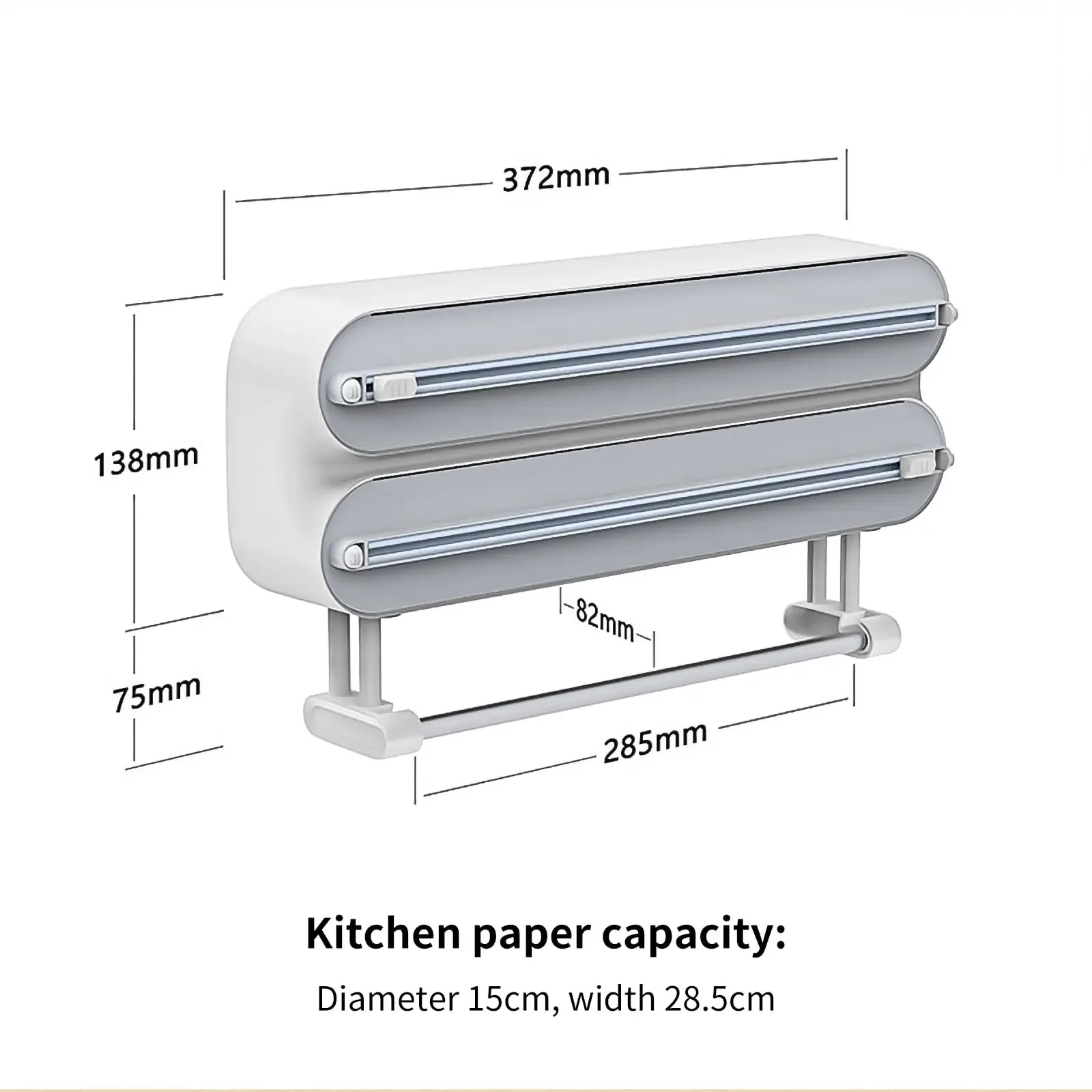 3 in 1 Aluminum Foil and Plastic Wrap Organize Dispenser with Cutter, Magnetic Paper Towel Holder for Fridge