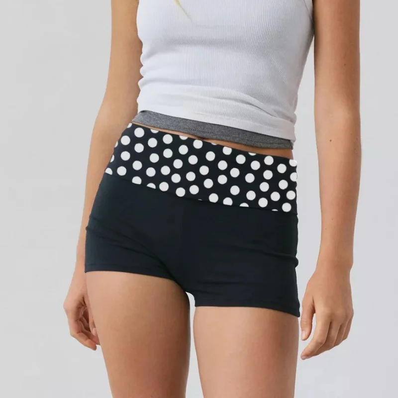 Foldover Shorts for Women Y2k Cute Micro Short Fold Over Pajama Bottoms Slim Fit Going Out Mini Shorts