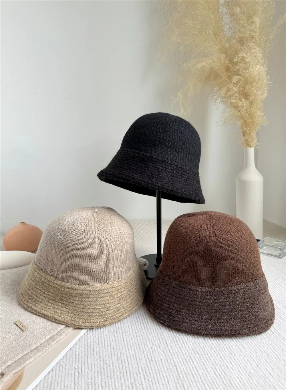 Women's Minimalist Knitted Fisherman's Hat Autumn/winter Plain-coloured Casual Bucket Hat Warm Bucket Hat