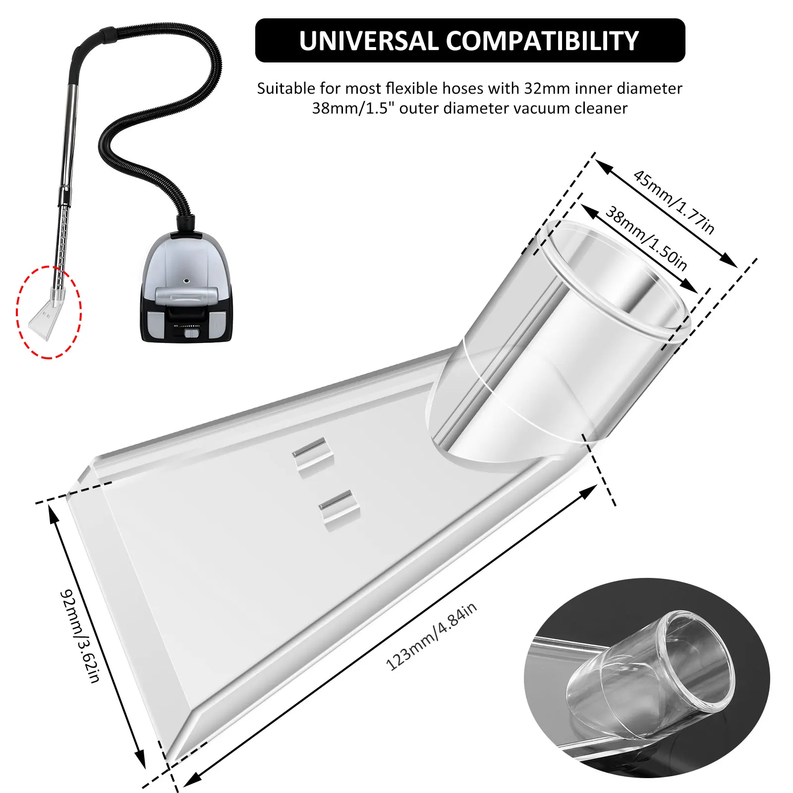 2Pc Extraction Nozzle Spin Brush Head For 38mm Vacuum Cleaner Transparent Carpet Sofa cleaning Nozzle Vacuum Cleaner Accessories