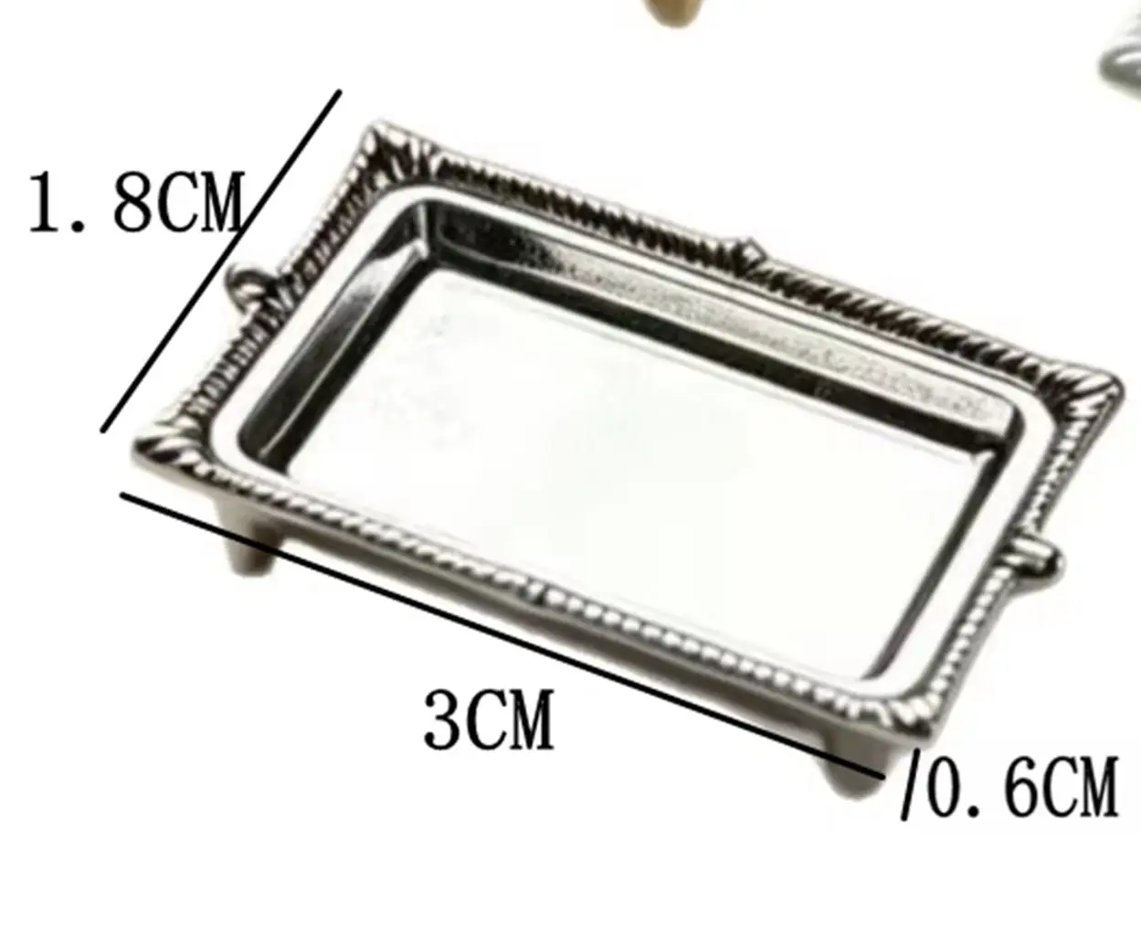 1:12 Dollhouse Alloy Square Raised Tray BJD OB11 Mini Metal Footed Plate Dish Miniature Tableware Micro Scene Decor Diorama