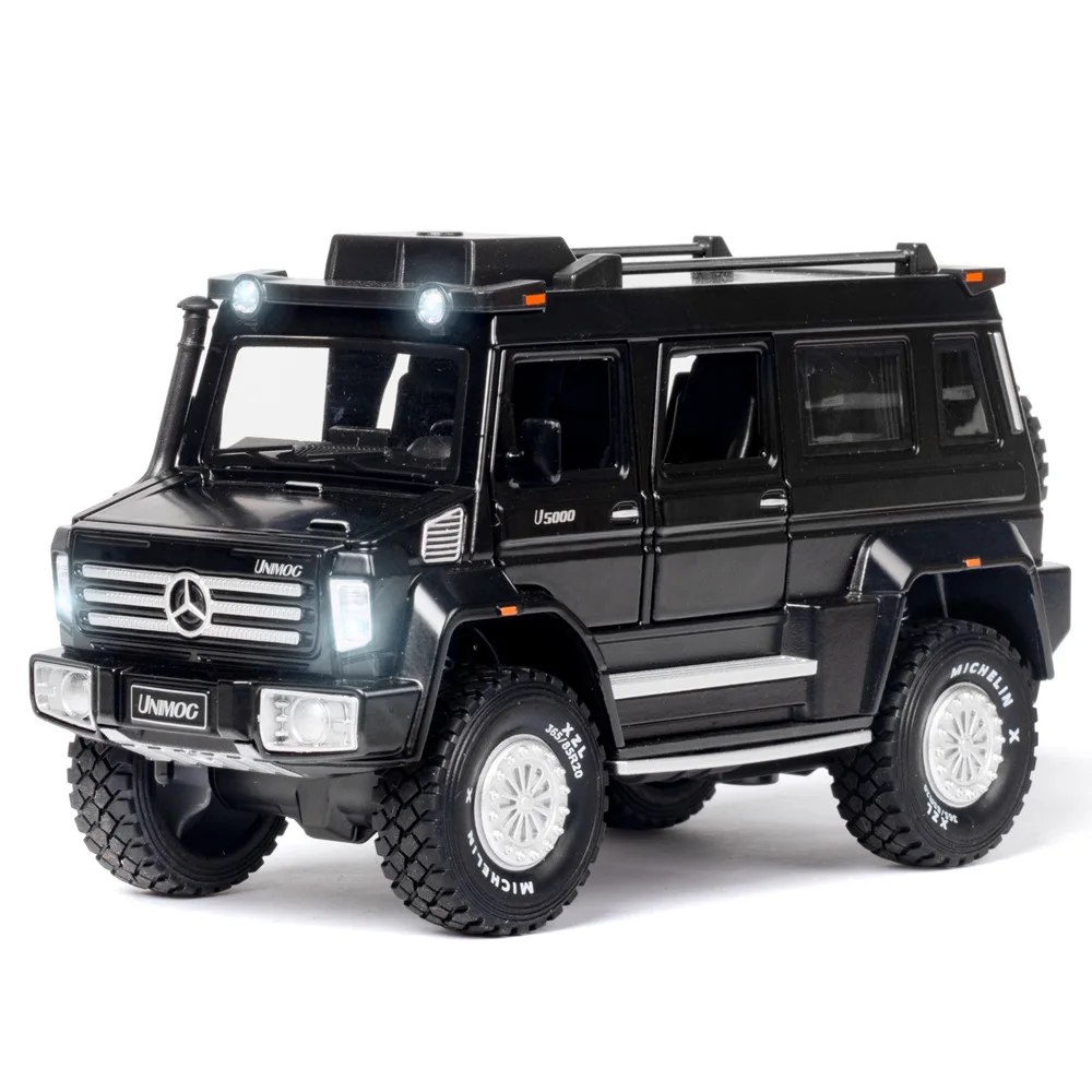 1:28 Mercedes-Benz UNIMOG U500 alta simulazione pressofuso in lega di metallo modello di auto suono luce tirare indietro collezione giocattolo per bambini regali