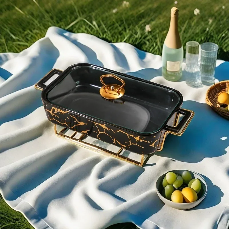 New cross-border outdoor cookware, binaural easy to carry, color glaze craft soup pot can be heated tableware ceramic pot