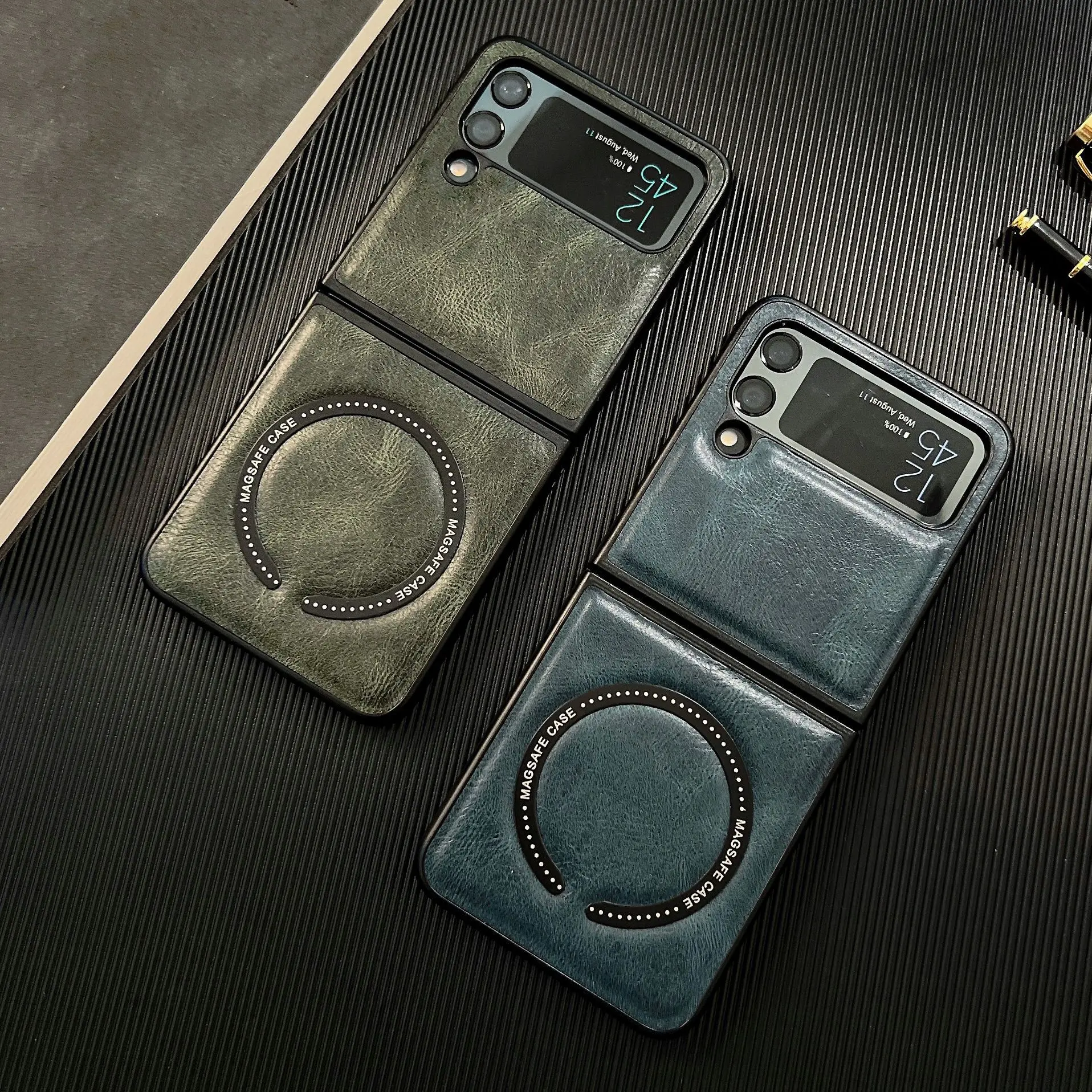 Funda magnética de cuero plegable a prueba de golpes para Samsung Galaxy Z Flip 6, 5, 4, 3, Magsafe, carga inalámbrica, cubierta protectora,
