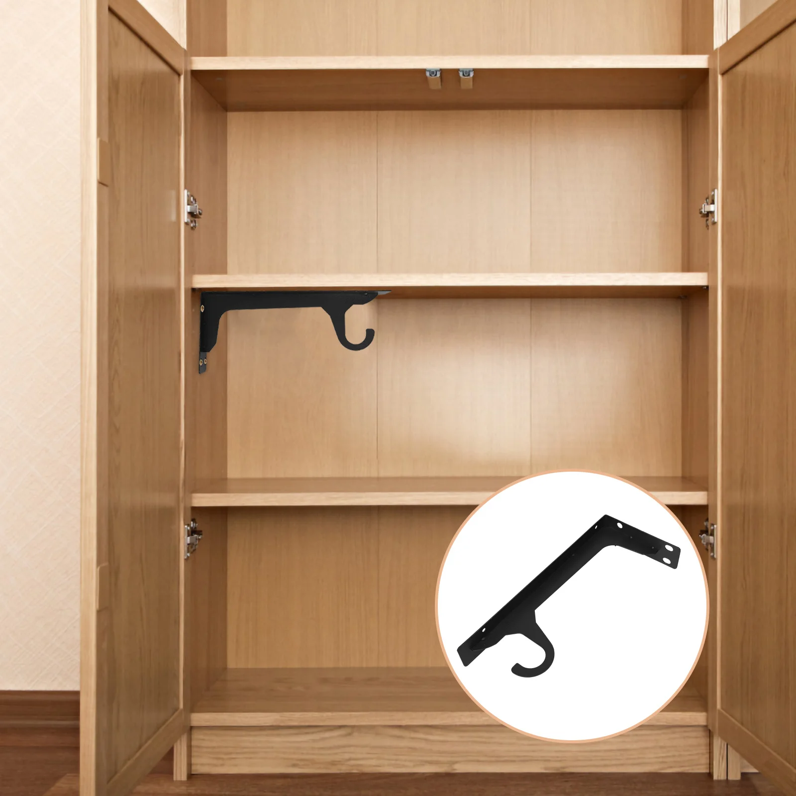 

2Pcs Wall Mounted Heavy Duty Closet Rod Brackets Metal Wardrobe Rail Support Clothes Hanger Rack for Efficient Storage
