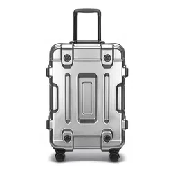 Personalised Zipper Suitcase for Men Silent Shockproof Carry-Ons Luggage Universal Wheel 20 inch Trolley Case Aluminum Frame