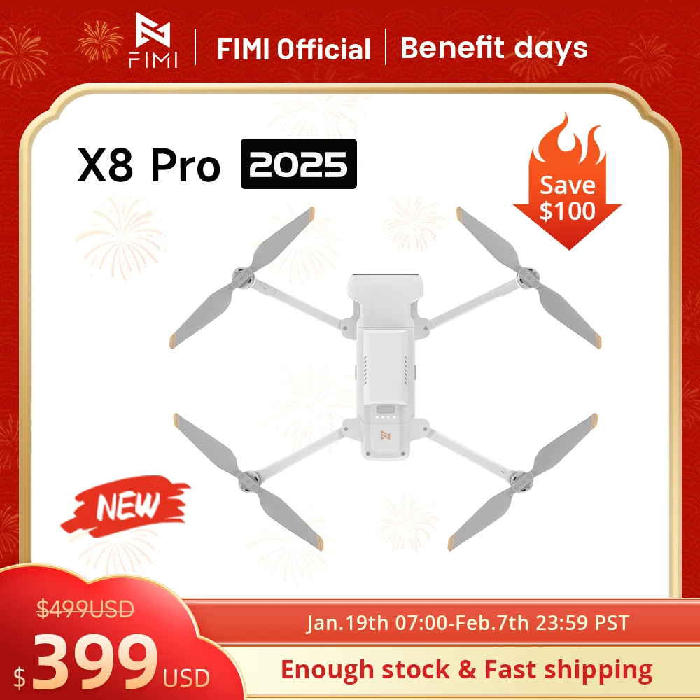 FIMI X8 Pro 2025 drone brinquedo 1/1.3 polegadas 48Mp CMOS professional drones 4k 60fps 5.0 Roklink 20km alcance de 3 eixos Gimbal GPS AI Super Night Video rc Quadcopter brinquedo de remoto helicópteros controle