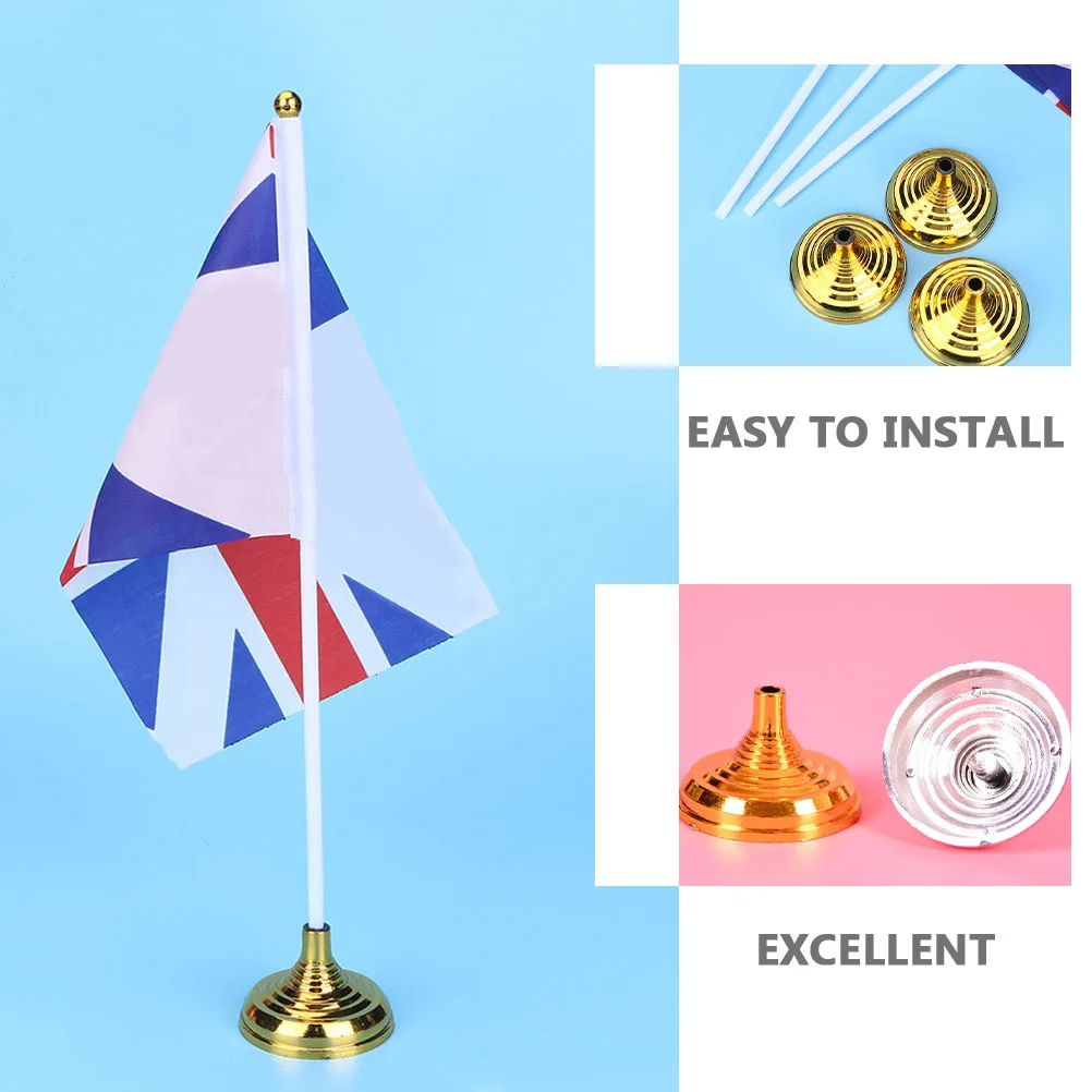 

20 Pcs Decorate Flagpole Base Office Country Mini Table Holders Plastic Top Stand
