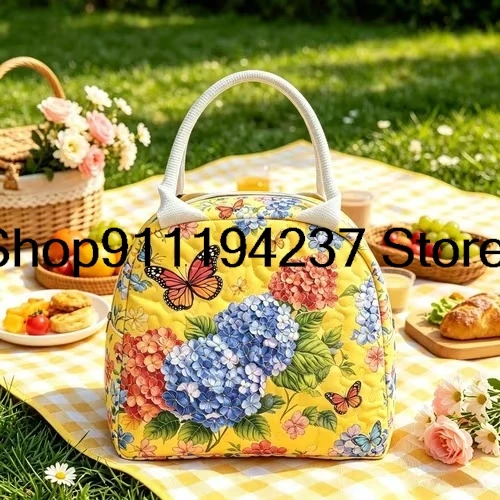 Quilted Lunch Box for Women,Coquette Aesthetic Lunch Box for Teen Girls,Cute Floral Lunch Lunch Bags