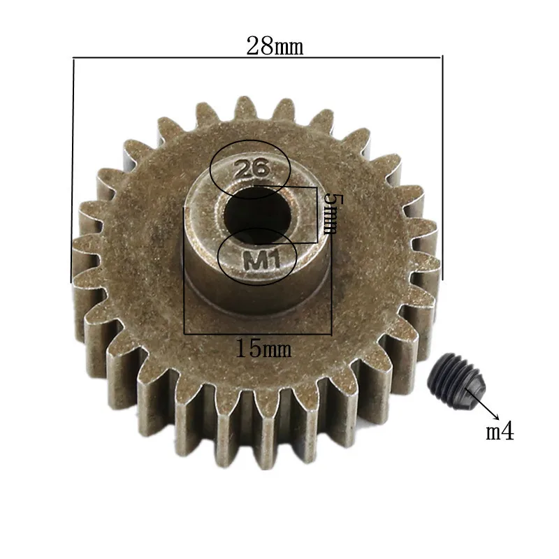 RC Car Small X 26T Motor Gear 1.0M 5mm #6497 Upgrade Parts Accessories for TRAXXAS 1/10 X-Maxx Bore Maxx