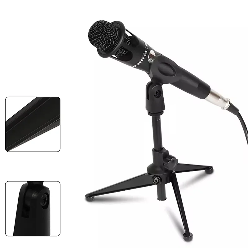 Desktop Microphone Tripod Stand Adjustable For Live Streaming Recording Karaoke Lightweight Bracket Space-Saving Desktop Tripods