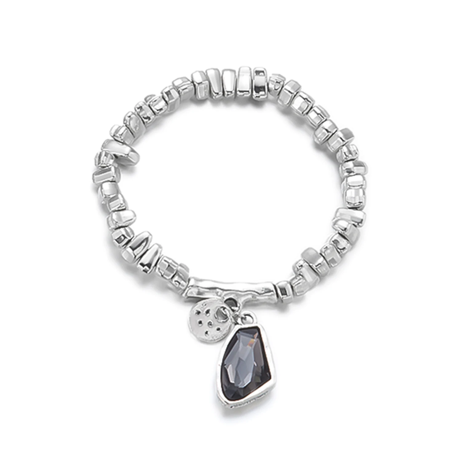 Minimalistisches, unregelmäßiges Strass-Halsketten- und Armband-Set für Frauen, moderne silberfarbene Acryl-Halskette, Freundschaftsschmuck, Geschenk – Detail 8