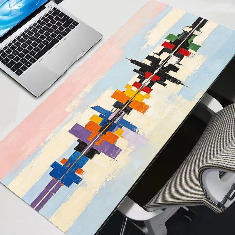 Tapis de Souris XXL pour Gamer, Motif Abstrait Peinture à l'Huile, Tapis de Bureau pour Clavier et Souris, Tapis en Caoutchouc pour Gaming et Ordinateur Portable