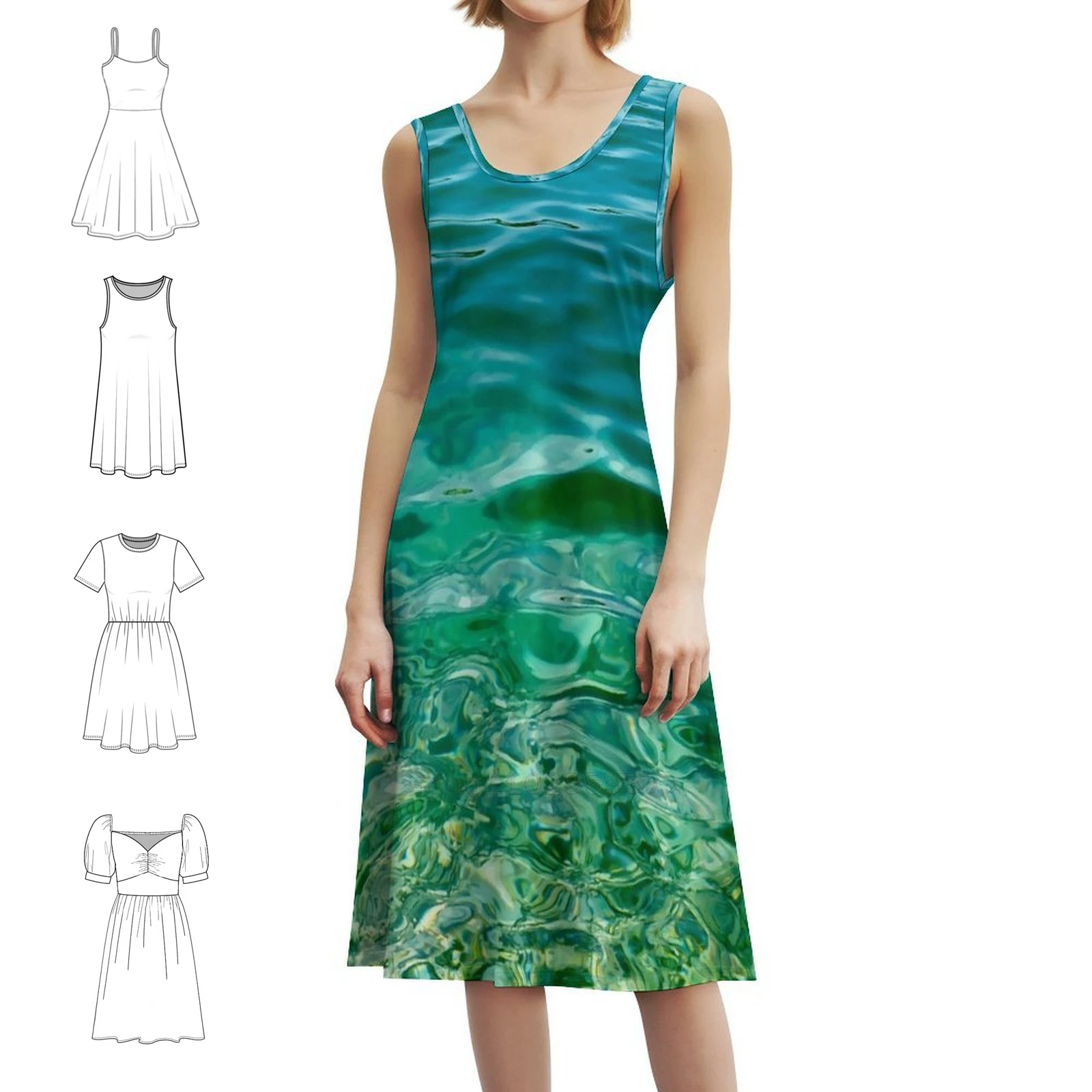 

Crystal Clear Emerald Lagoon Water Women's Streetwear Party Dress Trendy Print Club Clothing For Female Crystal Clear Emerald