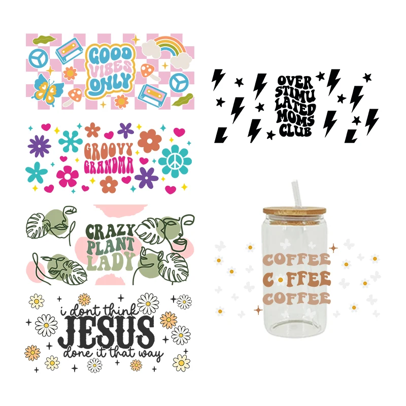 3D UV DTF Transfers Stickers 16oz Cup Wraps Cartoon Word Letter Printed For DIY Glass Ceramic Metal Leather Etc. D2463