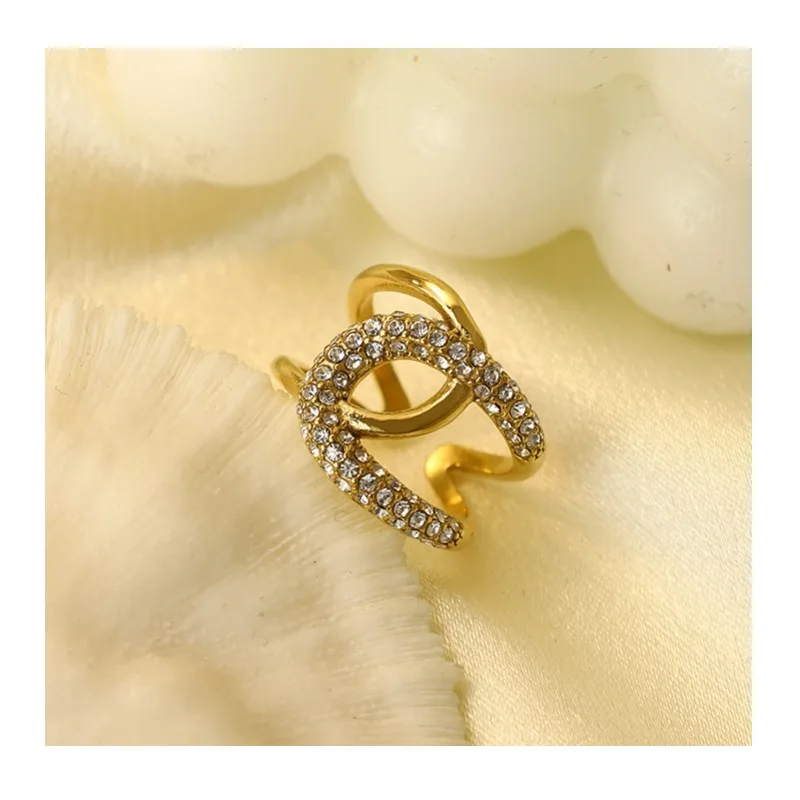 

Titanium Steel Fine Twist Square Diamond Ring Women's Fashion Personality Advanced Titanium Steel Ring