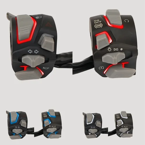 Imagen 1 del producto Interruptor Universal para manillar de motocicleta, luz de advertencia de faro, señal de luz intermitente, bocina, botón de arranque y apagado con LED, 7/8 '', 22mm