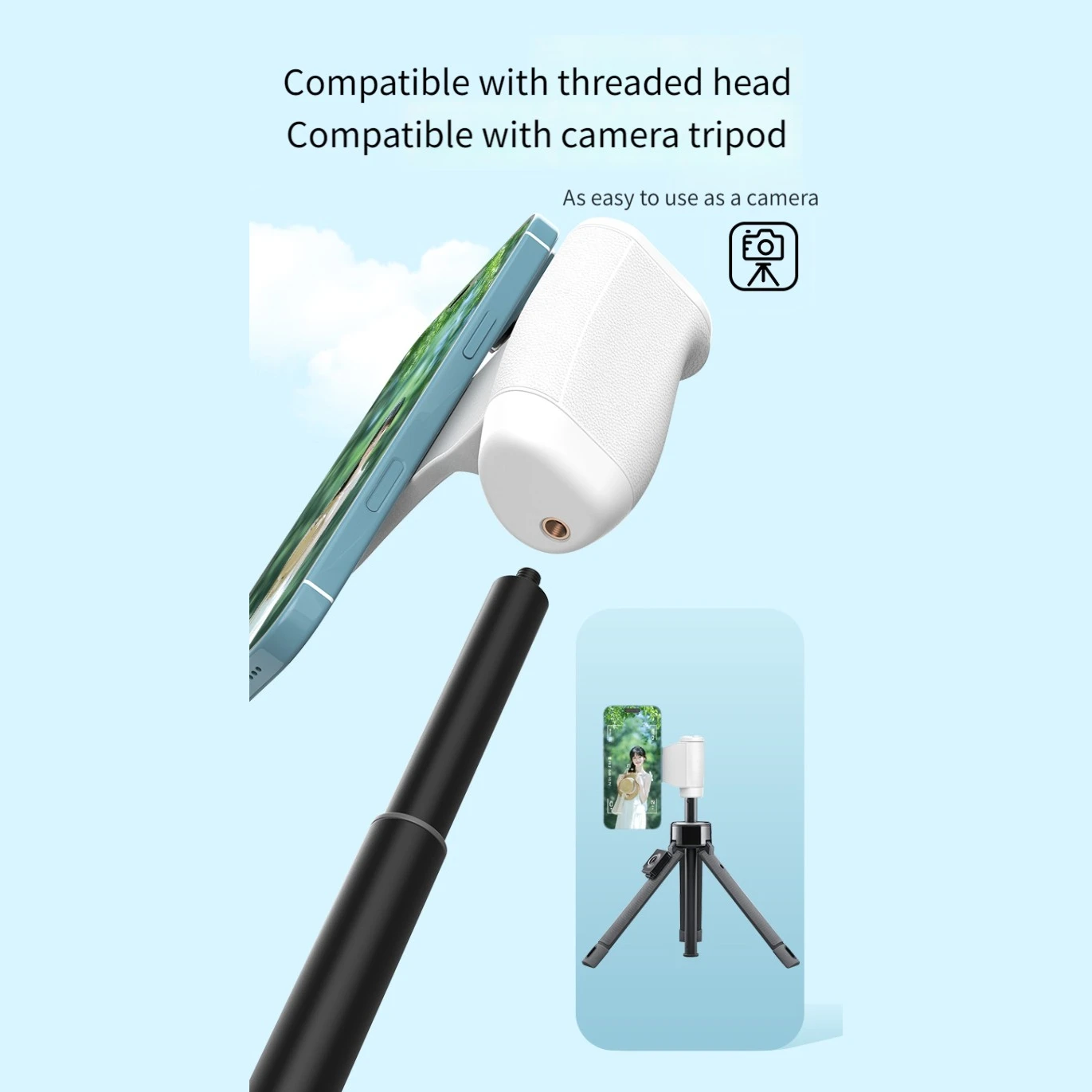 1 Pcs For-Mobile Magnetic Assisted Camera Zoom For-Bluetooth Remote Control Anti Shake Handheld For-Stabilizer  Practical Tool