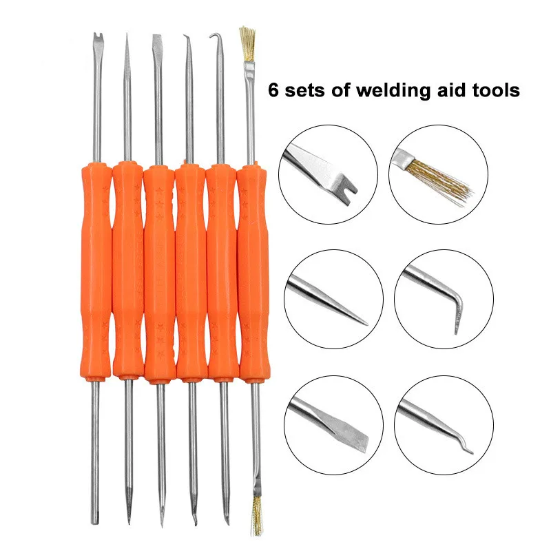 6 pçs desoldering kit de ferramentas de auxílio de solda auxiliar ferramentas pcb kit de limpeza ferramenta de reparo eletrônico calor auxiliar