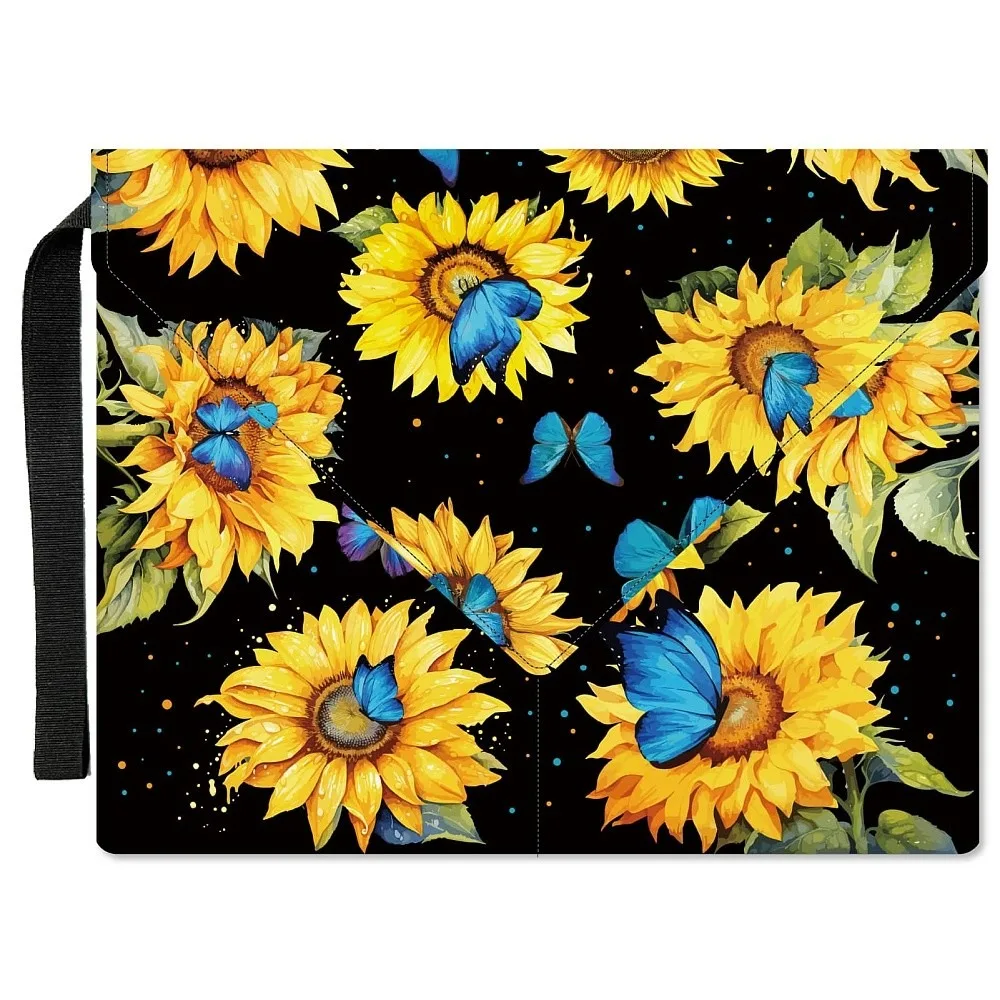 Polyester Book Cover Notebook Wraps with Hook and Loop Rectangle Flower 400~420x285~305mm