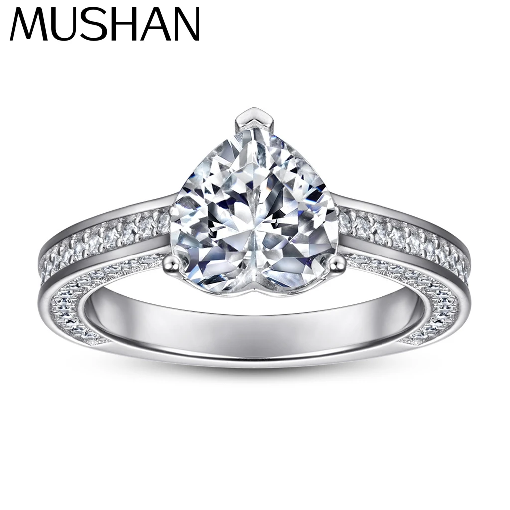 MuShan Jewelry 925 Sterling Silver Rings Bands Engagement Ring 7A Cubic Zirconia Rings Bands Dainty Anniversary  Women Gift