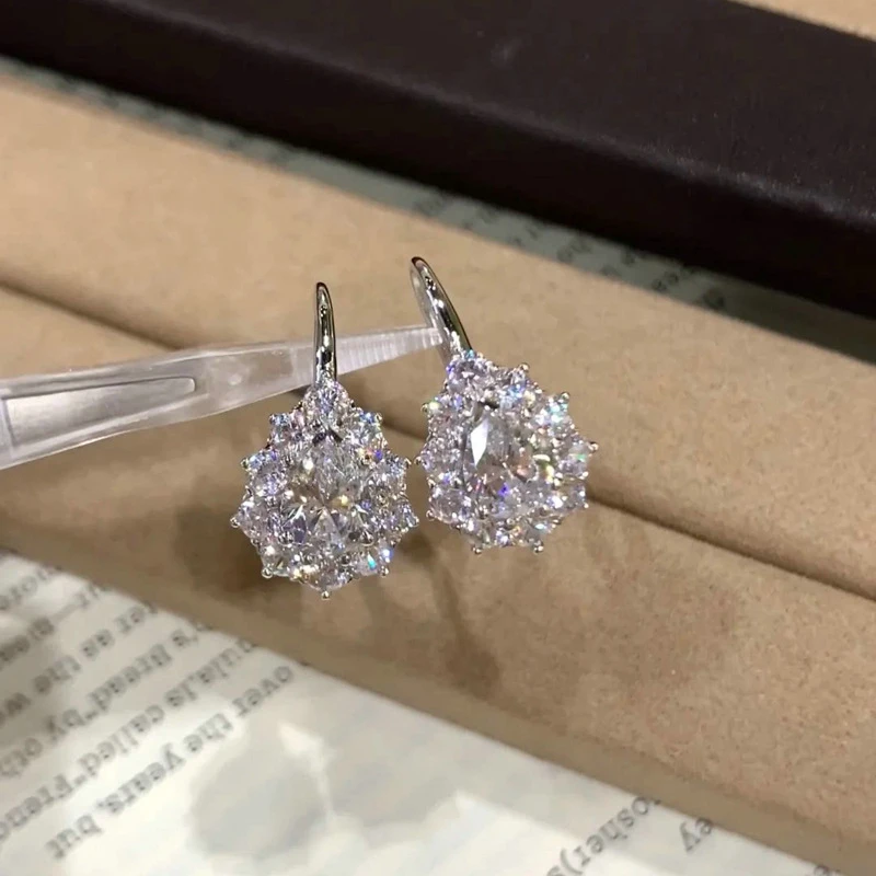 Lnngy Funkelnde 6 x 8 mm Birnen-Schliff-Moissanit-Creolen für Damen, 14 Karat Gold gefüllt, U-förmiger Ohrring, 2026 Trend-Schmuck, Geschenk – Detail 6