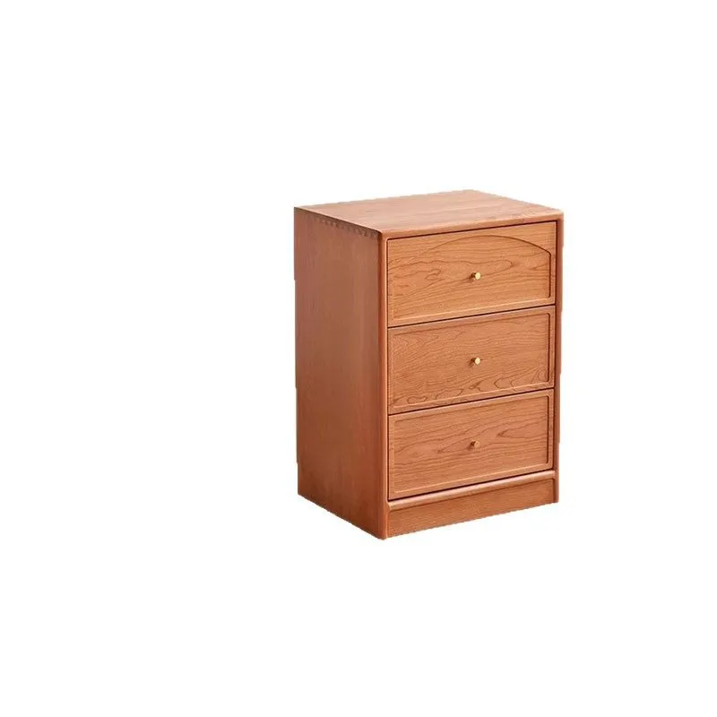 Nordic solid cherry wood three-drawer cabinet, modern minimalist solid wood small apartment side cabinet