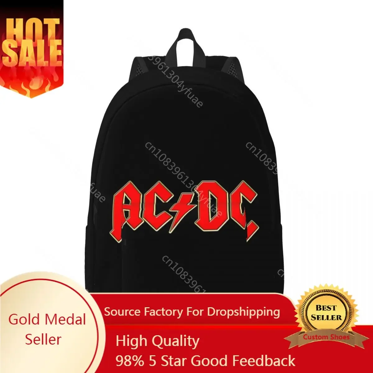 Ac Dc Rock-mochila de estilo Hip Hop para niño y niña, morral escolar colorido y duradero, informal, regalo de Navidad