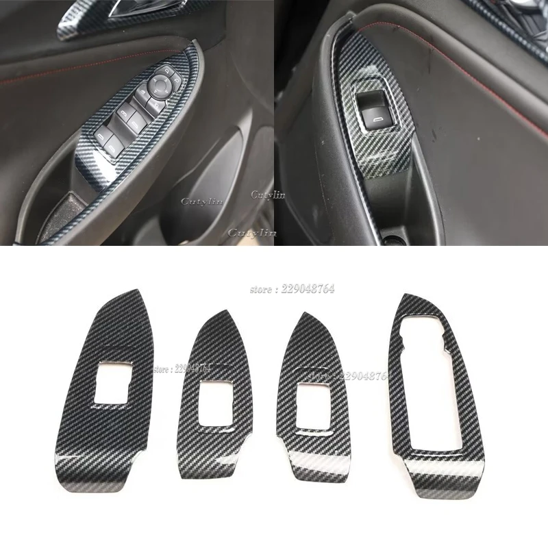 For Chevrolet Malibu XL 2016 -2022 ABS Carbon Fiber Car Steering Wheel Trim Window Switch Control Button Frame Cover Accessories