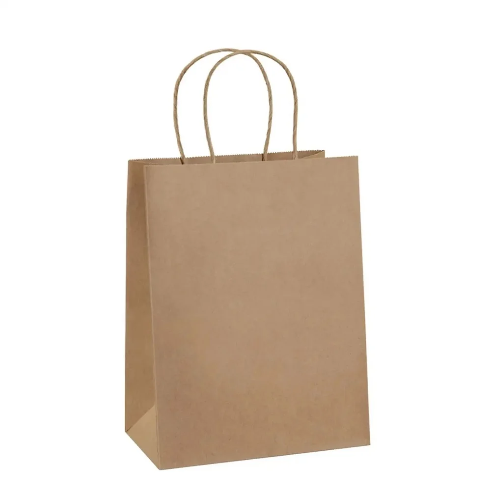 20PCS Kraft Gift Bags With Handle Wedding Birthday Party Favor Bags For Small Shopping Retail Merchandise Bags