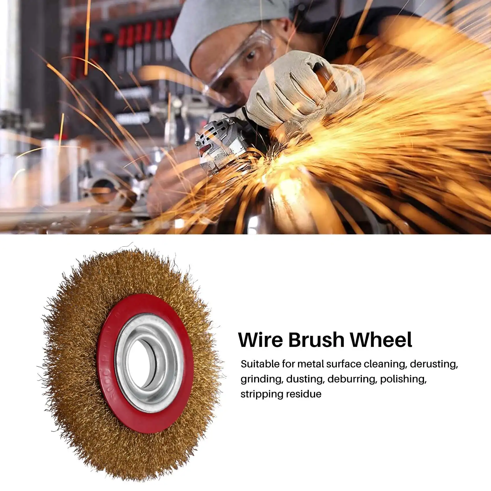 B62B-Wire Brush Wheel For Bench Grinder Polish + Reducers Adaptor Rings,6Inch 150Mm