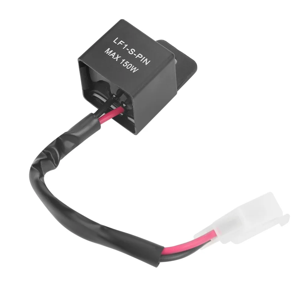

Plug Play LF1-S-PIN Flasher Relay 2Pin 12V 150W LED Flasher Relay Universal Fit Black Motorcycle Flasher Relay LED Turn Signal