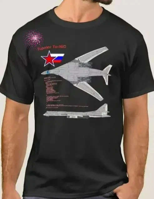 Russian Tupolev Tu-160 White Swan Strategic Bomber T Shirt. Short Sleeve 100% Cotton Casual T-shirts Loose Top Size S-3XL