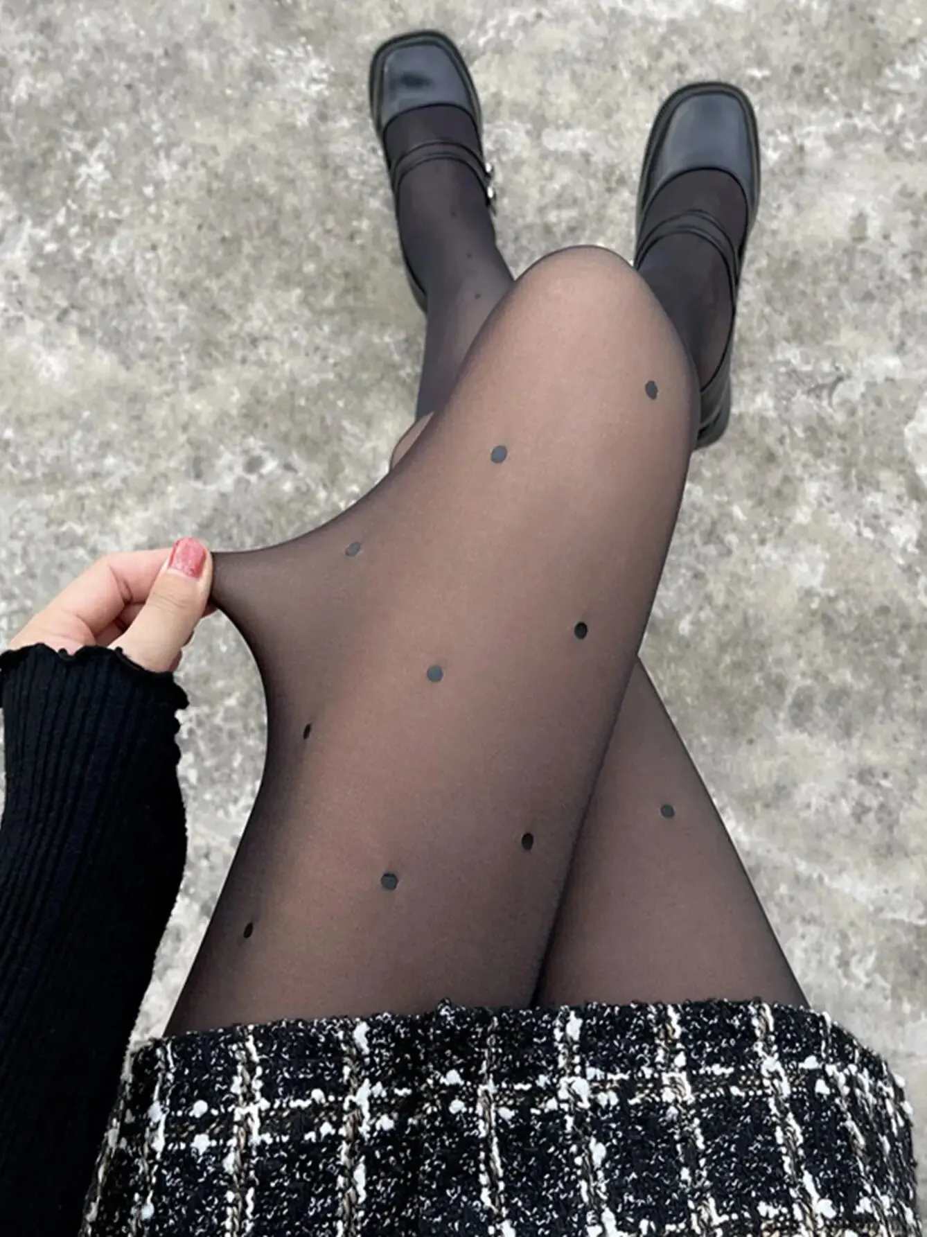 1pc Polka Dot Tights Women Pantyhose Skin Effect Thermal Stockings Woman Winter Fleece Leggings Insulated Sock Pants