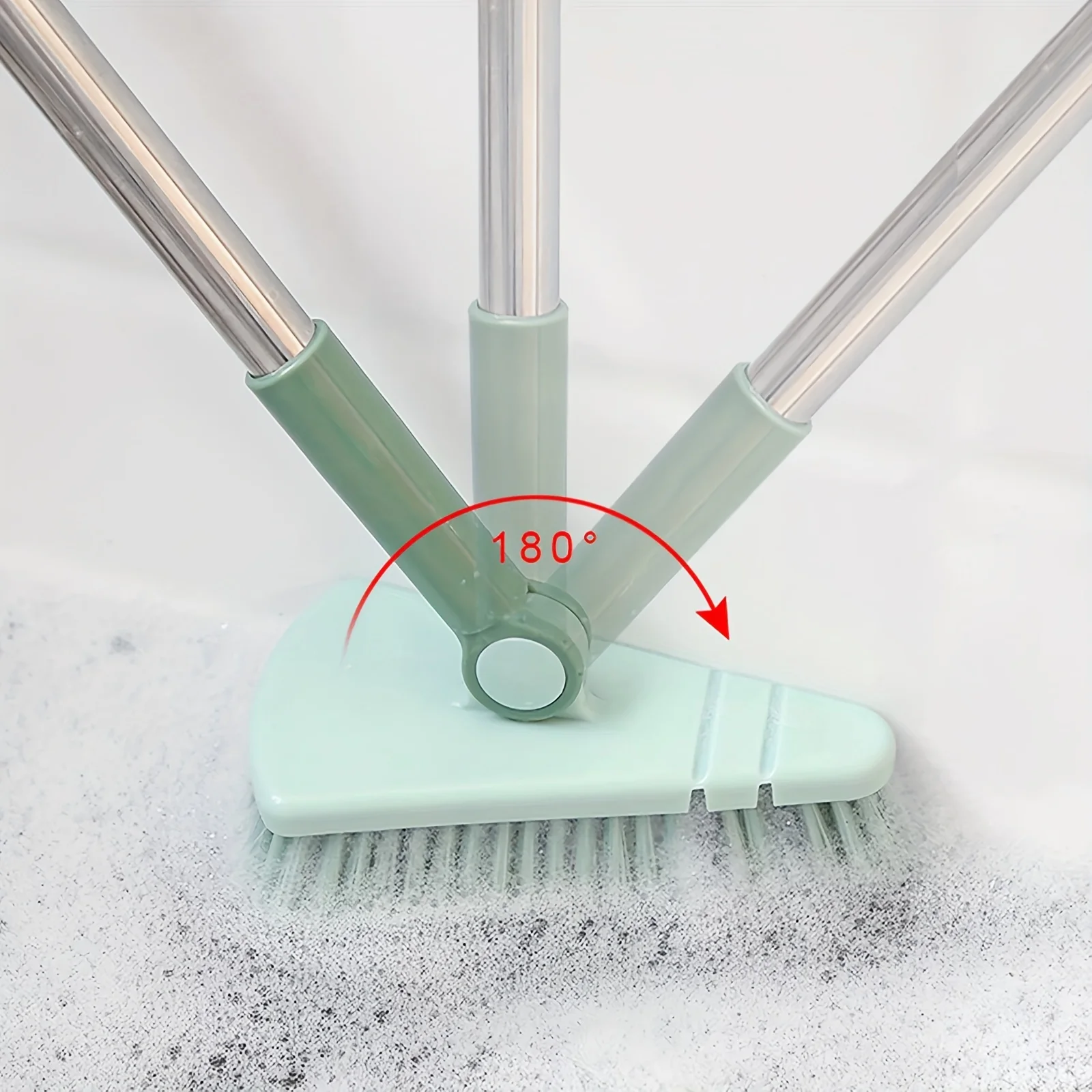 Triangle Floor Brush for Cleaning Bathtub and Floor Gaps, Long Handle Detachable Bathroom, Kitchen, and Balcony