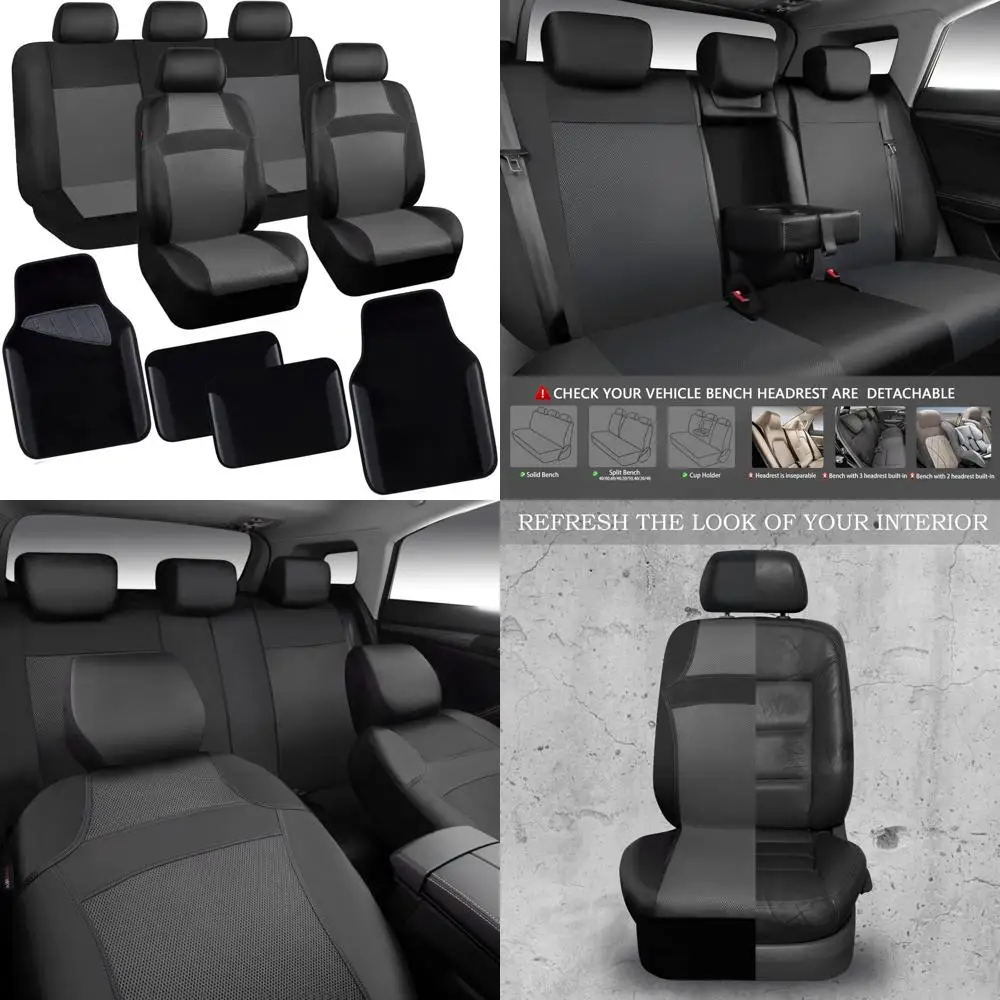 

CAR PASS Leather Car Seat Covers & Car Floor Mats,Universal Fit for SUV Sedan Truck,Mesh w/ 5m Sponge,Airbag Compatible Automoti