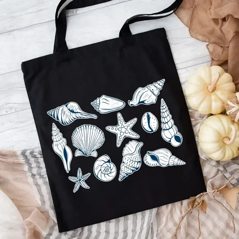 Meeresorganismen-Tragetaschen mit leuchtenden Hai-, Fisch- und Oktopus-Designs, Schultertasche für Strand, Picknick, Reisen und Einkaufen – Detail 14