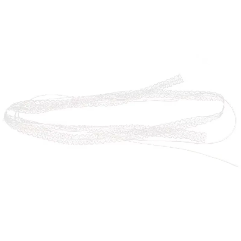 White Lace Streamer Women's Versatile Thin Narrow Strip Silk Scarf Collarbone Neck Strap Necklace Ribbon Bow