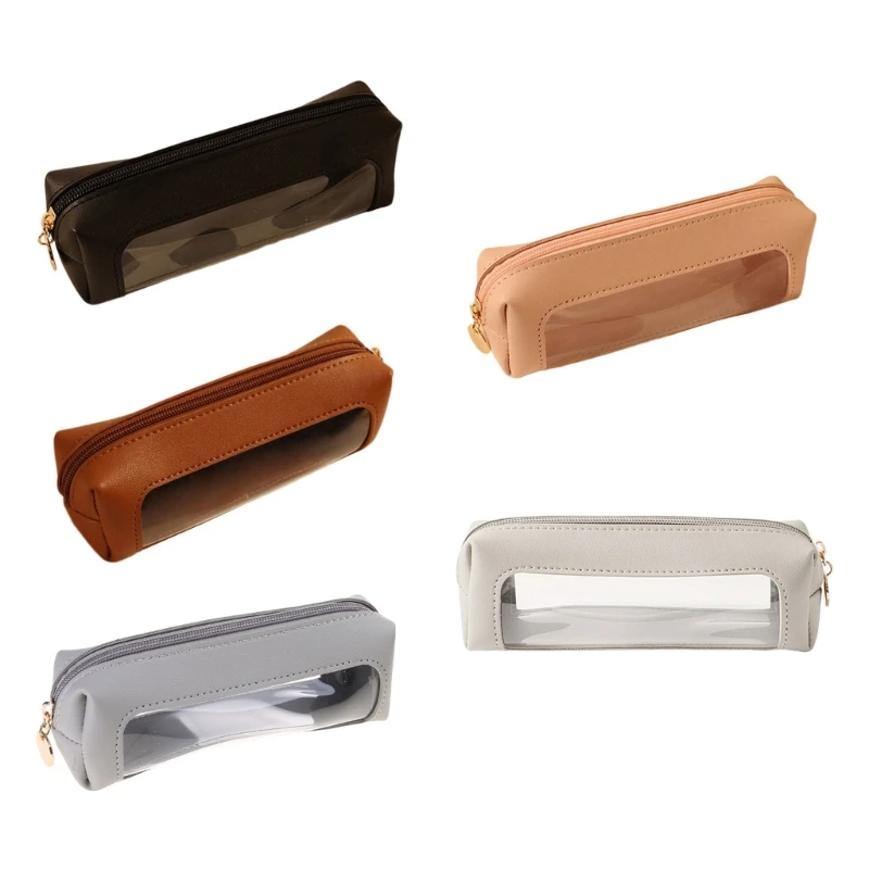 

Clear Waterproof Pencil Bag Multifunctional PU Pen Zippered Pen Case Travel Stationery Bag, Cosmetic Organiser Bag